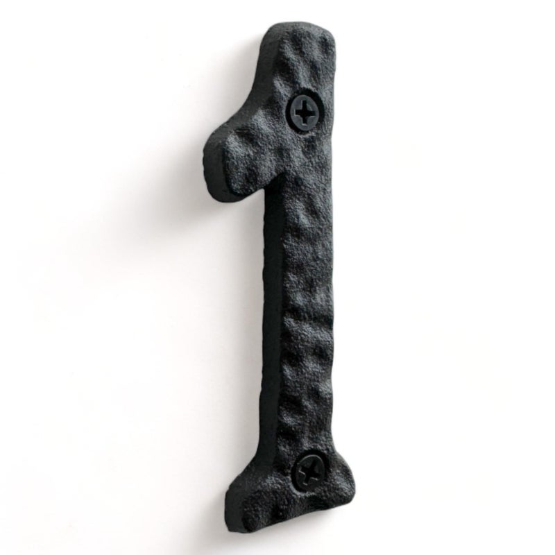 NACH House Numbers for Outside, 4 inch Black Address Numbers for House - Number 1 - Rustic Numbers for Outside with Mounting Hardware - Image 2
